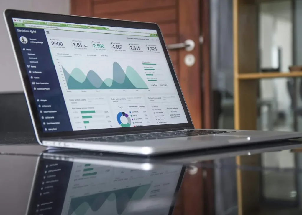 Analytics dashboard showing traffic and sales growing